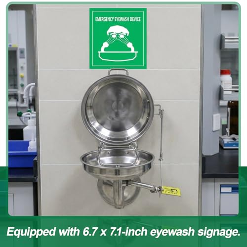 LEIFIDE Emergency Eye Wash Station with Cover and Sign Wall Mount First Aid Eyewash Station Stainless Steel Plumbing Eye Washing Unit with Dual Spray for Lab, Factory, Office, NPT Threaded