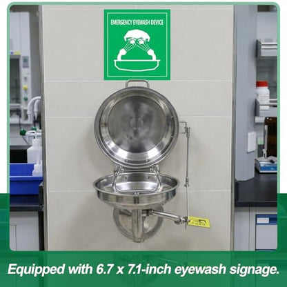 LEIFIDE Emergency Eye Wash Station with Cover and Sign Wall Mount First Aid Eyewash Station Stainless Steel Plumbing Eye Washing Unit with Dual Spray for Lab, Factory, Office, NPT Threaded