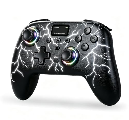 Exilapsire Wireless Gaming Controller with Interactive Touch Screen | Support PC, Switch Series, iOS & Android, Hall Stick & Trigger, RGB Light Effects, Rebindable Buttons,Ink Obsidian - color: Ink Obsidian