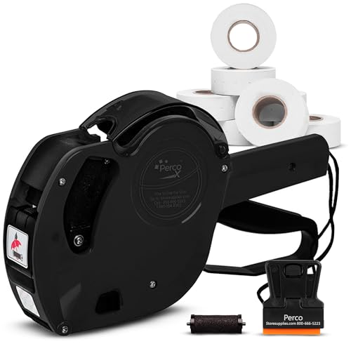 Perco X 1 Line Price Gun Kit - 1 Line Label Gun with 9000 White Blank Labels, and an Extra Inker - style: Price Gun Kit
