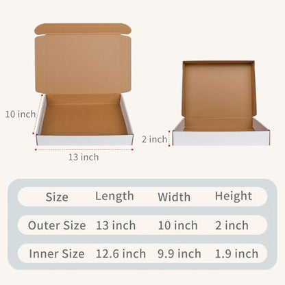 Fishat 13" x 10" x 2" White Corrugated Cardboard Shipping Boxes Set of 25, - size: 13" x 10" x 2"