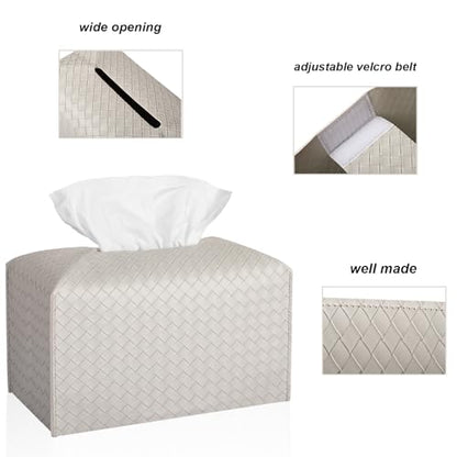 Tissue Box Cover Rectangle Leather Facial Paper Holder, Misty Gray - color: Misty Gray, size: rectangle