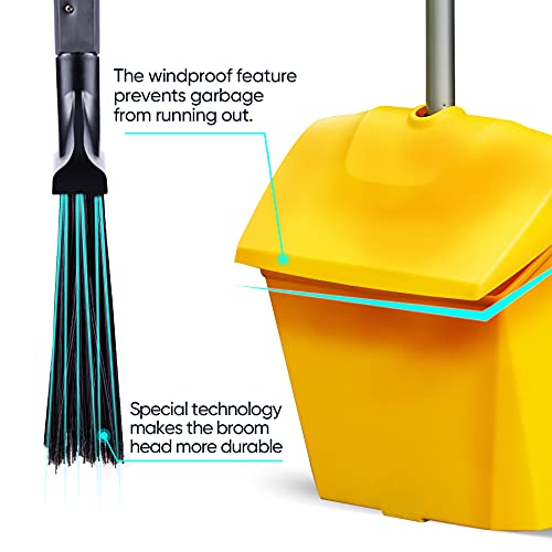 Yocada Commercial Broom and Dustpan Set with Windproof Cover 2 Plus 1