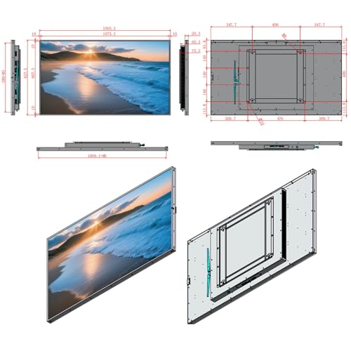 49inch 4K Slim Fit Frameless Digital Kiosk, 2000nits High Brightness Wall Mount Digital Signage, LCD Monitor Advertising Screen, CMS/U-Disk Plug&Play, 7/24 Timer Switch, HDMI/USB/WiFi/Android System - size: 49"+2000nits