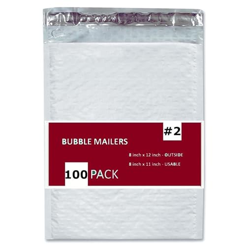 100 PC #2 8.5x12" Inches 100 Pack Inches Poly Bubble Mailers Shipping Padded Envelopes Self Seal Waterproof Cushion Envelopes - size: 8.5x12" 100PC