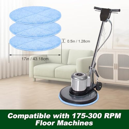 Commercial 17 Inch Microfiber Carpet Bonnet Floor Machines Pads Compatible with Floor Machine: 3 Packs Microfiber Carpet Bonnet Floor Buffer Pads - color: 17 Inch-3 Pack-blue