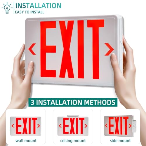 Universal Red Light LED Exit Sign OSHA Commercial, 6 Pack - color: White Housing+Red Letter, size: 6 Pack