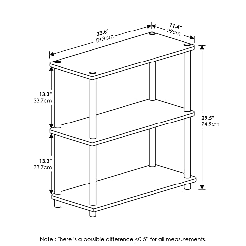 Furinno TURN-N-TUBE Storage Shelves, 3-Tier Book Shelf, Corner Shelf, Toolless Open Shelves, for Organization and Storage, Living Room, Garage, Home Office, Columbia Walnut - color: Columbia Walnut, size: 3-Tier Round Tube