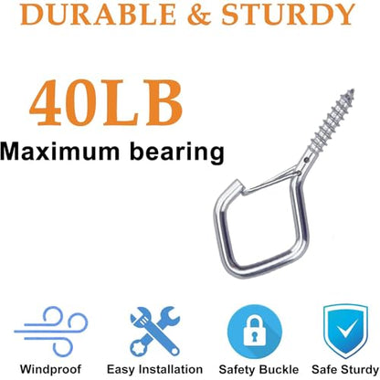 52 Pcs 2.36IN Ceiling Hooks with Safety Buckle for Plants - color: Silver, size: 52Pcs