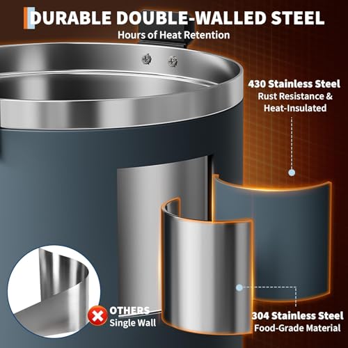 Garvee 14 L/100 Cups Coffee Urn-3.8 gal Double Wall Commerical Coffee Maker for Buffet Catering Wedding Gathering,Large Capacity Hot Coffee Dispenser,Stainless Steel Hot Water Urn-Grey - color: Gray, size: 100 Cups/14L