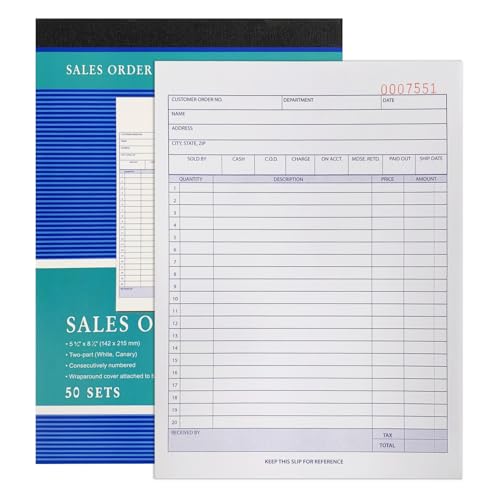 ZUFECY Carbonless 2-Part Receipt Book, Money and Rent Receipt Book, Professional Bound Edition (5.5"x8.5"), 50 Sets, Tear-Resistant for Rent & Sales Records (White/Canary)