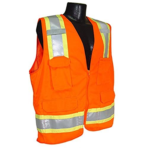 Radians SV6 Class 2 Surveyor Safety Vest, Solid Front, Mesh Back, Orange, L - color: Safety Orange, size: Large