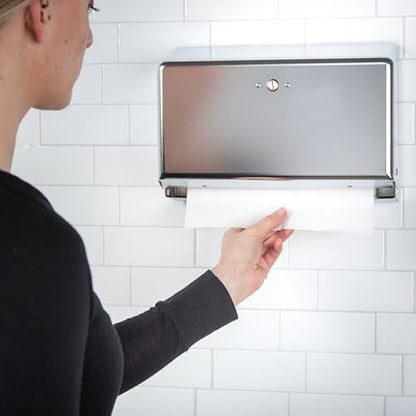 Carlisle FoodService Products T1950XC Mini C-Fold/Multifold Commercial Towel Dispenser, 250 Multifold / 150 C-Fold Towel Capacity, Chrome - color: Chrome, style: 250 Multifold/150 C-Fold