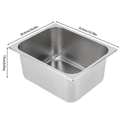 DYNAMI 1/2 Size Hotel Pan with Lid, 4" Perforate Pan+6" Steam Table Pan