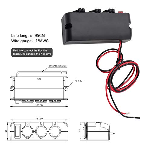 3 Socket Cigarette Lighter Splitter 12V Power Outlet Adapter with LED On/Off Switches for Car Rv Truck Marine Boat - color: 3 Socket Splitter