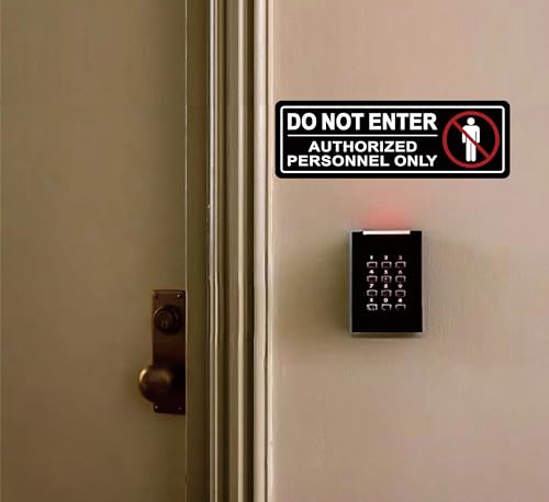 Do Not Enter Sign, Authorized Personnel Only Sign, Super Strong Self-Adhesive Design, Quick Installation, Suitable For Your Private Spaces And Business Restricted Areas (9×3 Inches, Black)