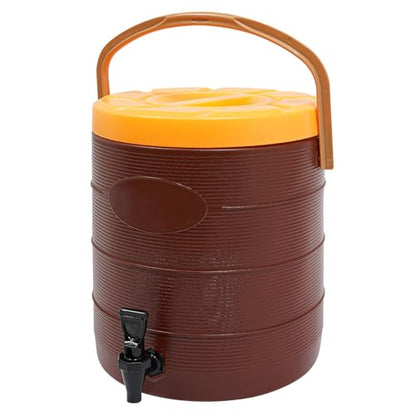 Insulated Beverage Dispenser - 6.6 Gal Stainless Steel Hot and Cold Drink Dispenser with Spigot & Handle, Commercial Thermal Container for Water Coffee Drink Catering Restaurant (Brown) - color: Brown
