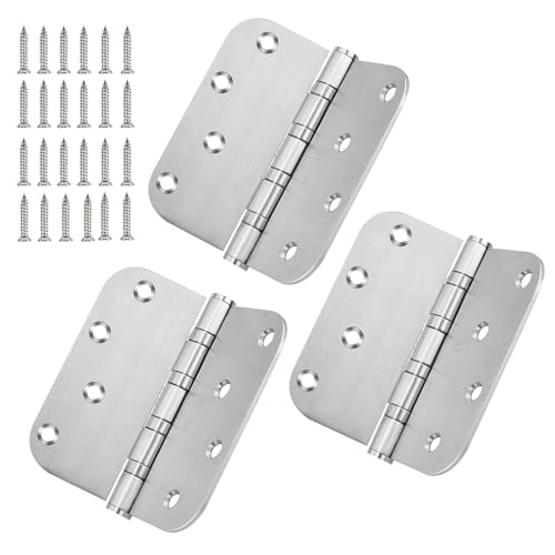 304 Stainless Steel Door Hinges 4 Inch Heavy Duty Ball Bearing Interior & Exterior Door Hinges 4'' X 4'' for Left & Right Doors with 5/8" Radius Corners-3 Pack - size: 3 Pack