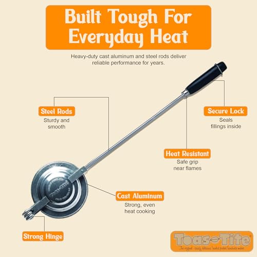Sandwich Grill XL, Handheld Panini Press & Sandwich Maker, Cast Aluminum Pie Iron, Portable Hot Pocket & Dessert Cooker, Ideal for Camping, RV, Stovetop, Grill, Campfire, Outdoor Cooking - size: XL Handle