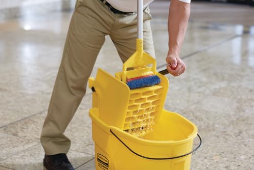 Rubbermaid Commercial Products WaveBrake 26QT Side-Press Mop Bucket, Yellow - size: 26 Qt.