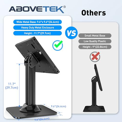 AboveTEK Anti-Theft iPad Kiosk Stand – POS iPad Security Stand & Locking Tablet Holder – Heavy Duty Base, 360° Swivel, 75° Tilt Bracket – Perfect for Retail Business - color: Black
