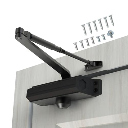 Automatic Door Closer Heavy Duty Spring Size 2 Hydraulic Aluminum Alloy UL 3-Hour Fire Rating Surface Mounted Home Commerical Door Closures Hold Open Adjust Speed Door Weights 88-144 Lbs - size: Model 165 Black Hold Open-Door Weight 88-144 Lbs