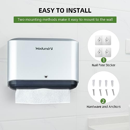 Multifold Wall Mount Paper Towel Dispenser for Bathroom,No-Drill,Gray - color: Sliver-5859, size: 210 Sheet
