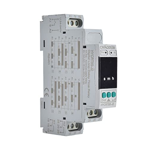 CNAODUN Cyclic Time Delay Relay Digital Display Dual Outputs HYCRT8S-J2 AC/DC 24-240V Button Adjustment Cycle Time Relay DIN Rail Mount Type - size: HYCRT8S-J2, Dual Outputs Cycle Delay