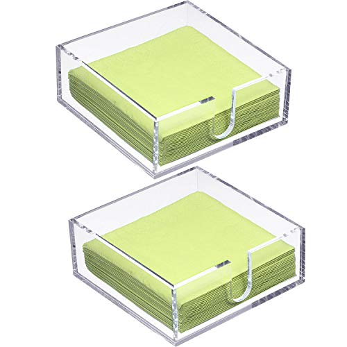 Boao 2 Pieces Acrylic Cocktail Napkin Holder, 5.5 x 5.5 Inch - size: 5.5 x 5.5 Inch