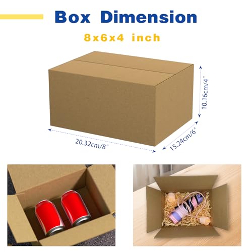 30 Pack 8x6x4 inches Small Shipping Boxes Brown Corrugated Cardboard Boxes for Packing, Mailing, Moving, Business - size: 8x6x4 inch