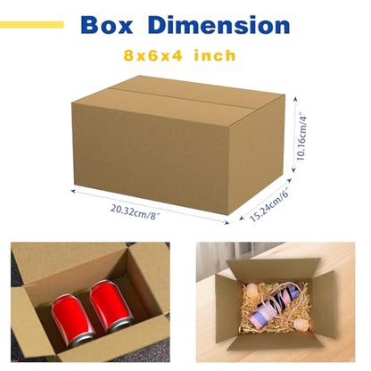 30 Pack 8x6x4 inches Small Shipping Boxes Brown Corrugated Cardboard Boxes for Packing, Mailing, Moving, Business - size: 8x6x4 inch