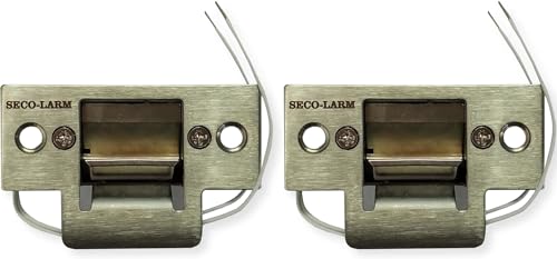Seco-Larm SD-991A-D1Q Pack of 2 Mini No-Cut Electric Door Strikes; Indoor Use, Converts Cylindrical Lock Sets Into an Electronic Access-Controlled Locking System, Stainless Steel Keeper - size: Pack of 2