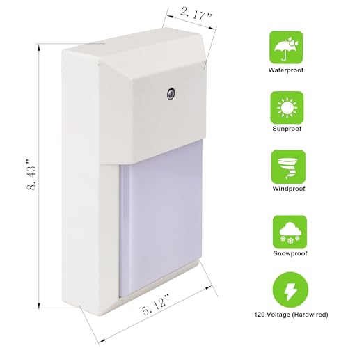 LIT-PaTH Outdoor Wall Light Fixture, Aluminum, LED 5000K, White, 2 Pack - color: 5000K White, size: 2-pk d2d