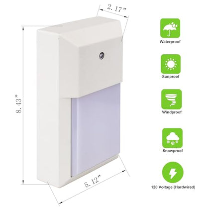 LIT-PaTH Outdoor Wall Light Fixture, Aluminum, LED 5000K, White, 2 Pack - color: 5000K White, size: 2-pk d2d