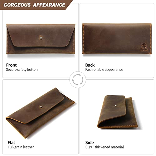 Ringsun Leather Money Cash Envelopes Wallet for Men, Money Bag Pouch Reusable Budget Envelope Wallet, Retro Clutch Wallet, Brown - color: Brown