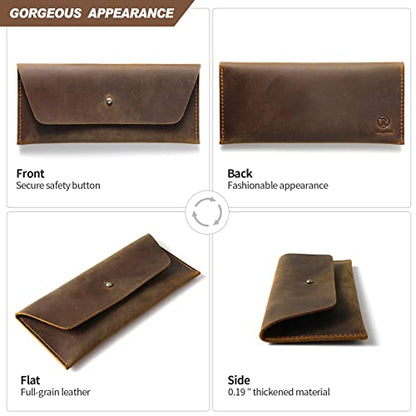 Ringsun Leather Money Cash Envelopes Wallet for Men, Money Bag Pouch Reusable Budget Envelope Wallet, Retro Clutch Wallet, Brown - color: Brown