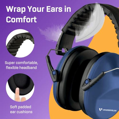 Kids Noise Canceling Headphones - 31 dB (2K Hz) - Ear Protection Earmuffs - color: Marine Blue [2-pack]