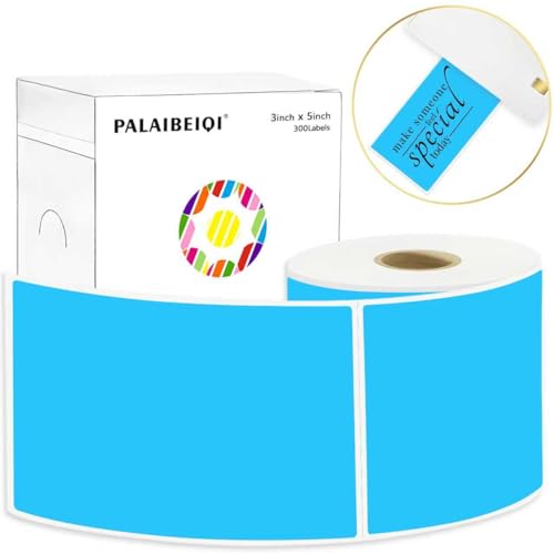 3x5 Inch Thermal Labels,Rectangle Sticker,300PCS Water & Oil Proof Shipping Labels with Strong Adhesive,Compatible with Zebra & Rollo,for Moving Boxes,Small Business & Inventory,Sky Blue - color: Sky Blue