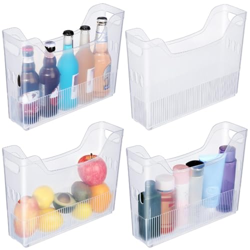 Beeveer 4pcs Plastic Freezer Organizer Bin with Wheel, 10 x 13.3 x 3.5 Inch - size: 10 x 13.3 x 3.5 Inch