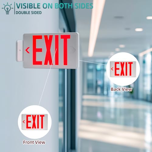 Universal Red Light LED Exit Sign OSHA Commercial, 1 Pack - color: White Housing+Red Letter, size: 1 Pack