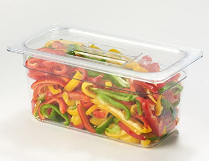 CURTA 6 Pack NSF Food Pan Cover, 1/3 Size Clear Polycarbonate Lid with Handle for Commercial Food Pan, Dishwasher & Freezer Safe Plastic Clear - color: 1/3 Size, size: Handled Lids