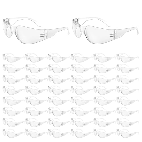 WFEANG 50 Pack Clear Safety Glasses for Men Women, ANSI Z87.1 Work Glasses - color: 50clear