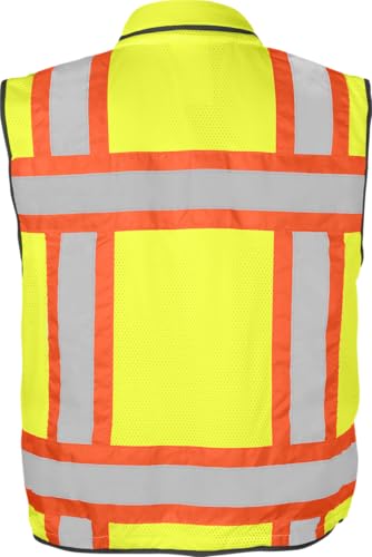 Ironwear 1278FR-L-06-3XL ANSI Class 2 Flame Retardant Polyester Surveyor SAFETY Vest with 2" Silver Reflective Tape, Lime, 3X-Large - size: 3X-Large
