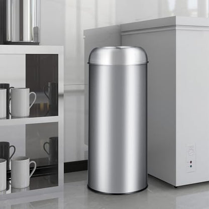 GarveeLife Tall Commercial Trash Can, 65L/17 Gallon, Large Capacity Heavy Duty Stainless Steel Open Top Trash Bin with Sleek Hidden Bag Holder for Restaurant, Office, and Restroom