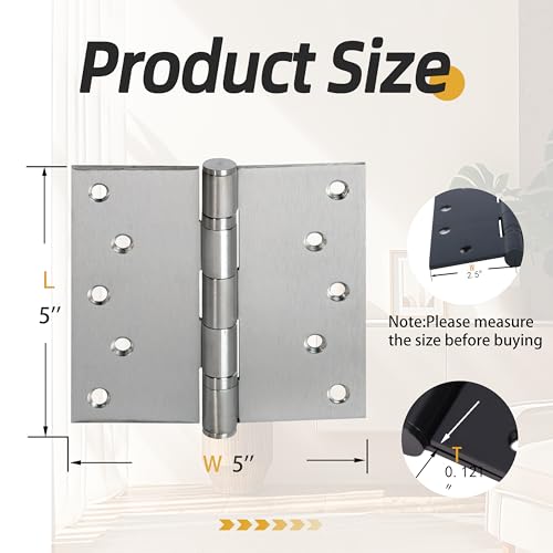 5 in Stainless Steel Hinges Ball Bearing up to 220 lbs, Thickness 3 mm