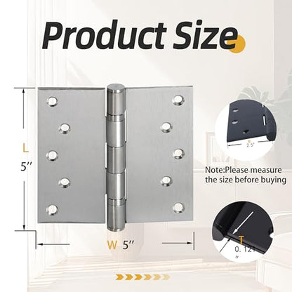 5 in Stainless Steel Hinges Ball Bearing up to 220 lbs, Thickness 3 mm