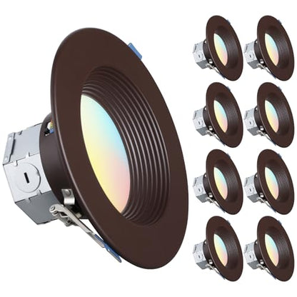 TORCHSTAR 8-Pack 5CCT 6 Inch LED Recessed Light Canless, Oil Rubbed Bronze - color: Oil Rubbed Bronze-5CCT, size: 6 Inch