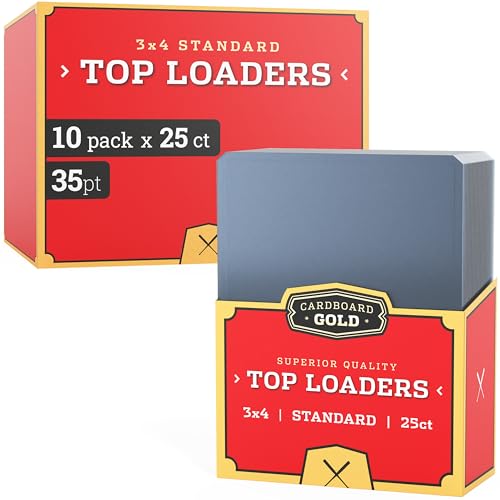 Cardboard Gold 35pt Top Loaders for Cards - 250 Count 3x4 Hard Sleeves - size: 250 Toploaders