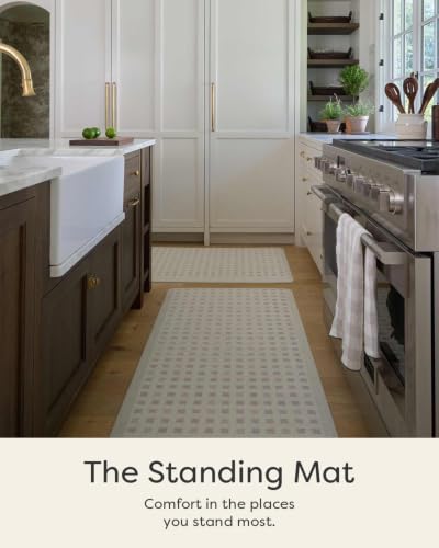 House of Noa Nama Standing Mat – Anti-Fatigue Cushioned Kitchen Mats for Floor | Ergonomic Bounce-Back Foam Kitchen Mats | Anti-Fatigue Mats for Kitchen & Standing | Levi Buff | 22" x 72" - color: Buff, size: 72"L x 22"W x 0.8"Th