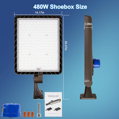 ledmo 480W LED Parking Lot Light,5000K 72000LM Super Bright Dusk to Dawn - size: 480W/Arm Mount/1PC